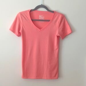 Nike Womens Dri Fit coral V-Neck T-shirt XS